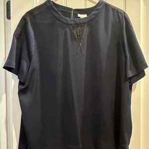 J. Crew Dark Blue Short Sleeve Blouse